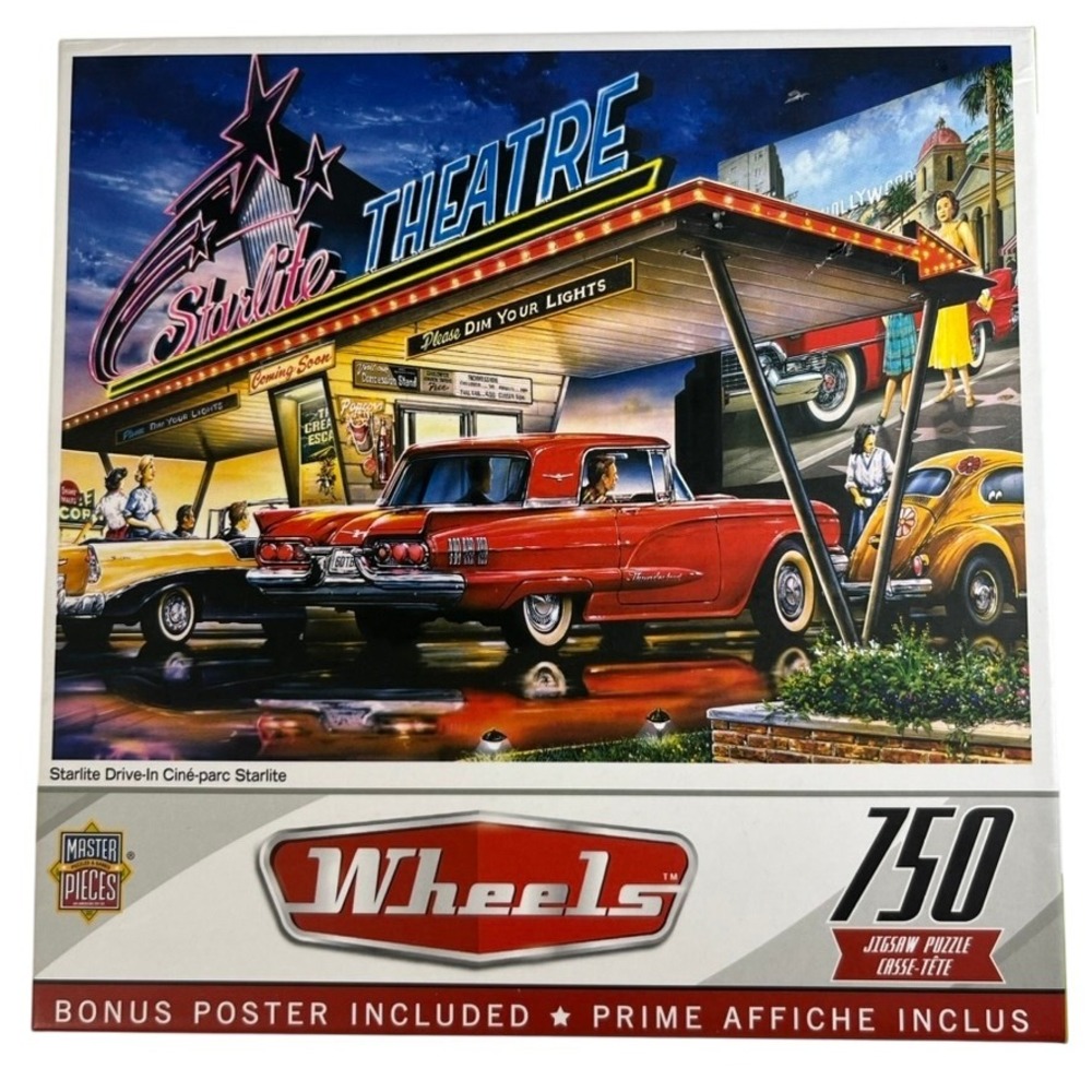 Wheels "Starlite Drive-In"‎ 750 Piece Jigsaw Puzzle with Bonus Poster Complete